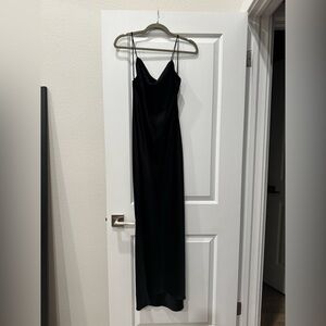 Alice + Olivia Black Silk Maxi Dress with Spaghetti Straps (size 0)